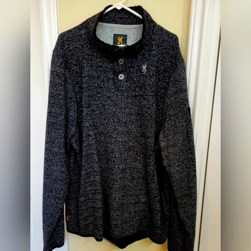 Browning Black and Gray Marled Button Collar Big and Tall Size 2X Long Sleeve